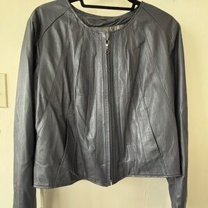 Soft gray leather jacket women size M